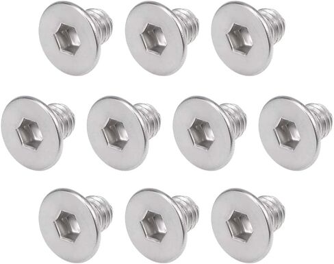 Uxcell M3x6mm مسامير آلة ذات رأس مسطح برغي سداسي داخلي 304 مسامير تثبيت من الفولاذ المقاوم للصدأ 80 قطعة in Saudi Arabia