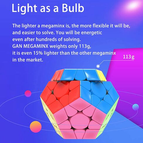 GAN Megaminx M, 3×3 Magnetic Speed Cube, Gans Megaminx M Stickerless 3 by 3 Magic Cube, Pentagonal Dodecahedron Concave Shape Puzzle Toy in Saudi Arabia