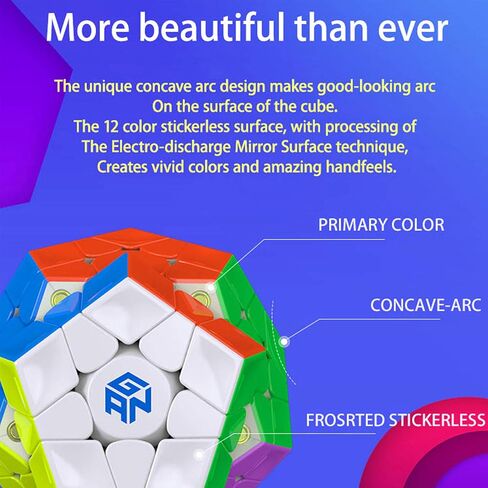 GAN Megaminx M, 3×3 Magnetic Speed Cube, Gans Megaminx M Stickerless 3 by 3 Magic Cube, Pentagonal Dodecahedron Concave Shape Puzzle Toy in Saudi Arabia