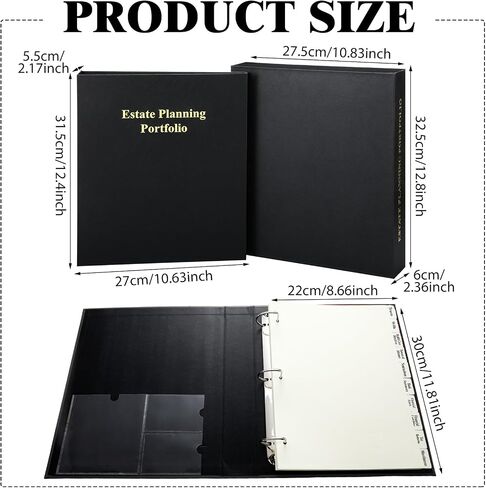 Estate Planning Portfolio 3 Ring Binders with Tabs and Slipcase Faux Leather Business Binder, Holds 30 Sheets 8.5" x 11" Paper for Office Corporate Legal Document Organizer(Green, 1 Pc) in Saudi Arabia