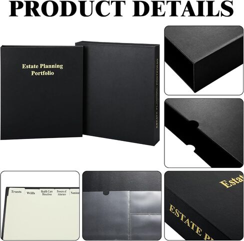 Estate Planning Portfolio 3 Ring Binders with Tabs and Slipcase Faux Leather Business Binder, Holds 30 Sheets 8.5" x 11" Paper for Office Corporate Legal Document Organizer(Green, 1 Pc) in Saudi Arabia