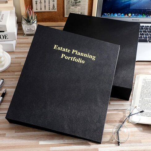 Estate Planning Portfolio 3 Ring Binders with Tabs and Slipcase Faux Leather Business Binder, Holds 30 Sheets 8.5" x 11" Paper for Office Corporate Legal Document Organizer(Green, 1 Pc) in Saudi Arabia