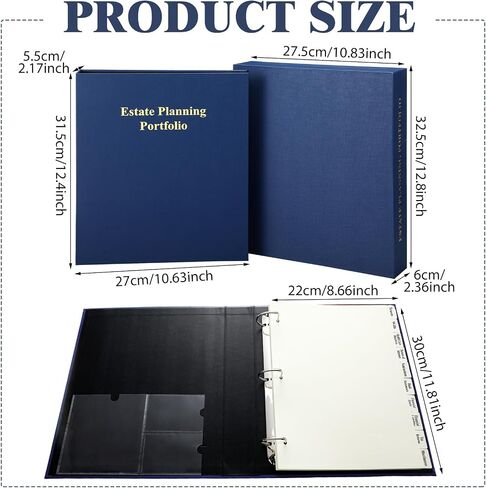Estate Planning Portfolio 3 Ring Binders with Tabs and Slipcase Faux Leather Business Binder, Holds 30 Sheets 8.5" x 11" Paper for Office Corporate Legal Document Organizer(Green, 1 Pc) in Saudi Arabia