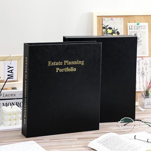 Estate Planning Portfolio 3 Ring Binders with Tabs and Slipcase Faux Leather Business Binder, Holds 30 Sheets 8.5" x 11" Paper for Office Corporate Legal Document Organizer(Green, 1 Pc) in Saudi Arabia