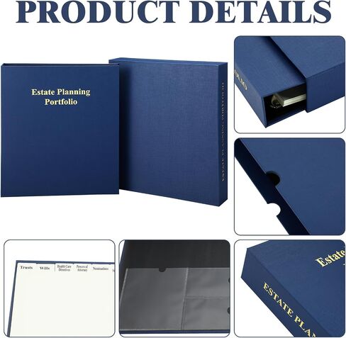 Estate Planning Portfolio 3 Ring Binders with Tabs and Slipcase Faux Leather Business Binder, Holds 30 Sheets 8.5" x 11" Paper for Office Corporate Legal Document Organizer(Green, 1 Pc) in Saudi Arabia