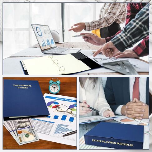 Estate Planning Portfolio 3 Ring Binders with Tabs and Slipcase Faux Leather Business Binder, Holds 30 Sheets 8.5" x 11" Paper for Office Corporate Legal Document Organizer(Green, 1 Pc) in Saudi Arabia