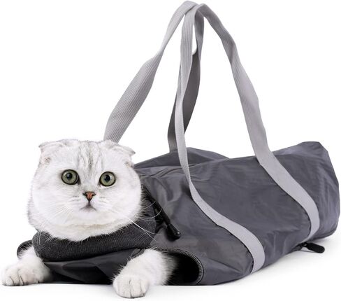 Cat Backpack Pet Out Bag Portable Cat with Puppet Cat Bag Open Zipper Bag, Let The Cat Get More Company, Oxford Cloth, with Elastic Pocket - Black in Kuwait