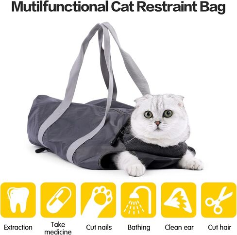 Cat Backpack Pet Out Bag Portable Cat with Puppet Cat Bag Open Zipper Bag, Let The Cat Get More Company, Oxford Cloth, with Elastic Pocket - Black in Kuwait