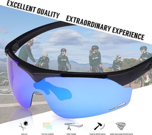 Cycling Sunglasses Polarized Sports Sunglasses With Magnetic Interchangeable Lens for Cycling, Running, Baseball, Fishing in Saudi Arabia