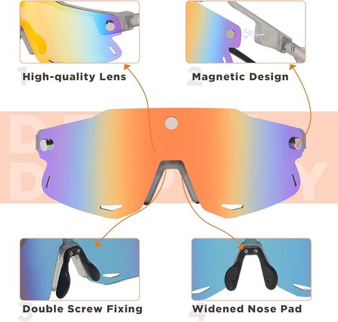 نظارات شمسية MARIDA لركوب الدراجات مع عدسات مغناطيسية، نظارات شمسية ملفوفة TR90 UV400 للرجال والنساء في الهواء الطلق in Kuwait