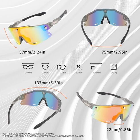 نظارات شمسية MARIDA لركوب الدراجات مع عدسات مغناطيسية، نظارات شمسية ملفوفة TR90 UV400 للرجال والنساء في الهواء الطلق in Kuwait