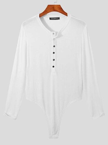 Evankin Men's Sexy Thong Jumpsuit Lingerie Long Sleeve T-Shirt Tight Fitting Shapewear Elastic Bodysuit Lounge Costume in Saudi Arabia