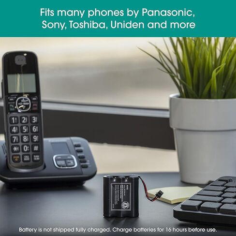 بطارية هاتف لاسلكية قابلة لإعادة الشحن من باور جير، 3.6 فولت، حزمة بطارية 700 مللي أمبير في الساعة، هيدريد معدن النيكل، متوافقة مع سماعة الهاتف اللاسلكية، 76154 in Kuwait