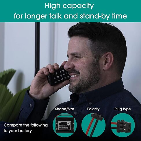 بطارية هاتف لاسلكية قابلة لإعادة الشحن من باور جير، 3.6 فولت، حزمة بطارية 700 مللي أمبير في الساعة، هيدريد معدن النيكل، متوافقة مع سماعة الهاتف اللاسلكية، 76154 in Kuwait