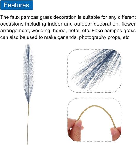 MECCANIXITY 12Pcs Faux Pampas Grass,21"/55cm Fluffy Fake Pampas Grass Decor Tall Artificial Pampas Grass for Living Room Party Wall Vase Wedding Decoration,Beige in Saudi Arabia