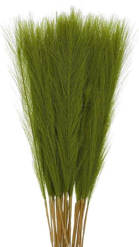 MECCANIXITY 12Pcs Faux Pampas Grass,21"/55cm Fluffy Fake Pampas Grass Decor Tall Artificial Pampas Grass for Living Room Party Wall Vase Wedding Decoration,Beige in Saudi Arabia