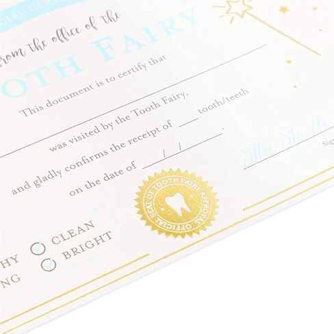 Juvale Tooth Fairy Paper Certificate with Gold Foil for Kids (4 x 6 in., Ivory, 32 Pack) in Saudi Arabia