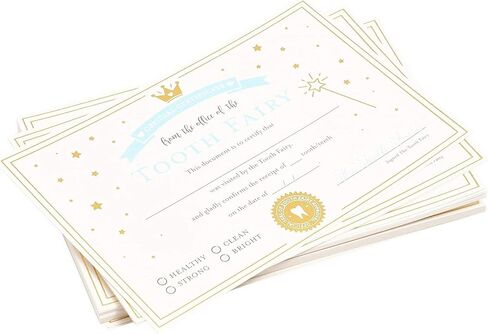 Juvale Tooth Fairy Paper Certificate with Gold Foil for Kids (4 x 6 in., Ivory, 32 Pack) in Saudi Arabia