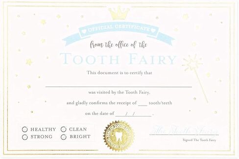 Juvale Tooth Fairy Paper Certificate with Gold Foil for Kids (4 x 6 in., Ivory, 32 Pack) in Saudi Arabia