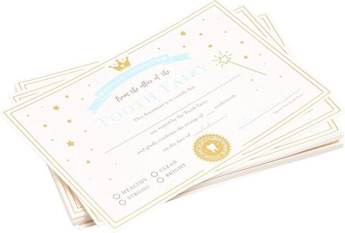 Juvale Tooth Fairy Paper Certificate with Gold Foil for Kids (4 x 6 in., Ivory, 32 Pack) in Saudi Arabia