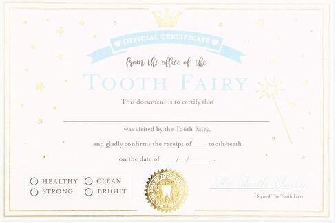 Juvale Tooth Fairy Paper Certificate with Gold Foil for Kids (4 x 6 in., Ivory, 32 Pack) in Saudi Arabia