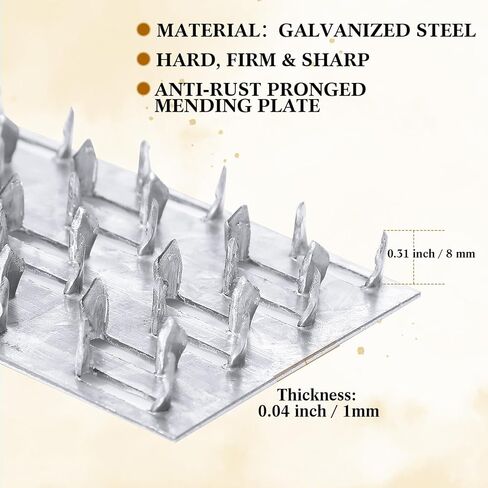 Yaocom 50 Pcs Pronged Truss Plate 2 x 6 Inch Roofing Nails Flat Mending Plates Galvanized Steel Repair Tie Roof Bracket Truss Connector with 20 Ga Thick 8 mm Nail Teeth for Wood Timber Roofing Stud in Saudi Arabia