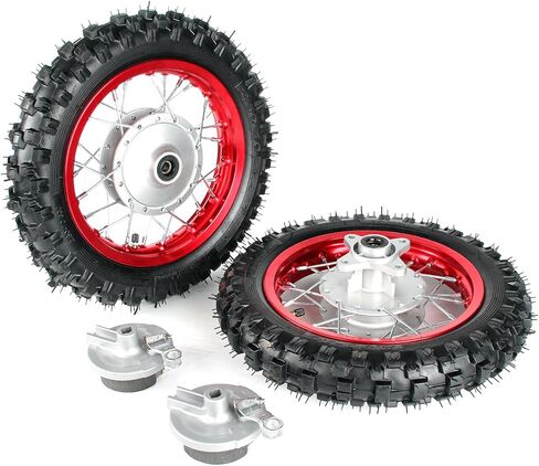 SUNQIAO CRF50 Wheels, 2.50-10 Tyres and Tube for CRF50 XR50 SSR 50cc 110cc 125cc Dirt Pit Bike 1.40-10 Alloy Rim, 10" Drum Brake Shoe(Red) in Saudi Arabia