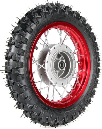SUNQIAO CRF50 Wheels, 2.50-10 Tyres and Tube for CRF50 XR50 SSR 50cc 110cc 125cc Dirt Pit Bike 1.40-10 Alloy Rim, 10" Drum Brake Shoe(Red) in Saudi Arabia