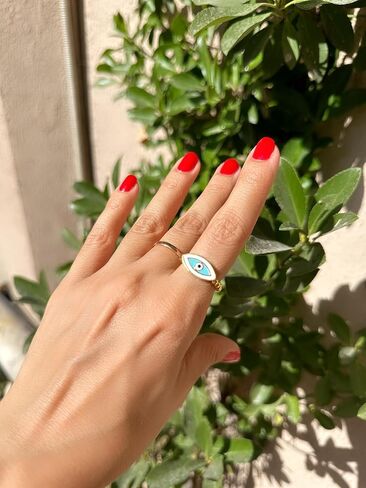 Live Gems | 14K Gold Filled Evil Eye Blue Cz Stone Ring, Gold Evil Eye Ring, Third Eye Ring, Protection Rings, Greek Evil Eye, Handmade Jewelry Gift for Her, Christmas Gifts in Saudi Arabia