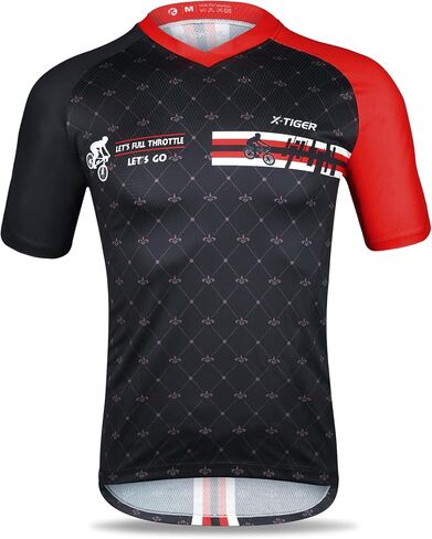 تي شيرت رجالي لركوب الدراجات من X-TIGER، تي شيرت MTB Bike Road Bike، قميص ركوب الدراجات سريع الجفاف in Kuwait