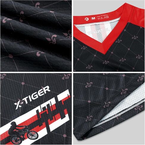 تي شيرت رجالي لركوب الدراجات من X-TIGER، تي شيرت MTB Bike Road Bike، قميص ركوب الدراجات سريع الجفاف in Kuwait
