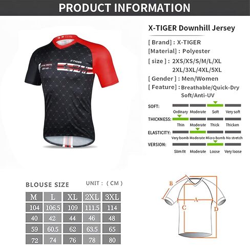 تي شيرت رجالي لركوب الدراجات من X-TIGER، تي شيرت MTB Bike Road Bike، قميص ركوب الدراجات سريع الجفاف in Kuwait