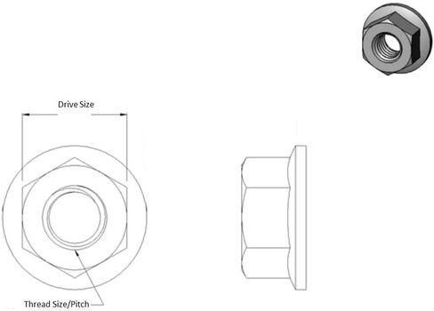 M10 x 1.50 Thread Flange Nut, Steel, Black Zinc Finish by Metal Spacers Online (50 Pack) in Saudi Arabia