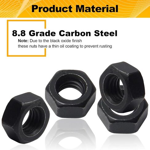 M8-1.25 Hex Nuts, Carbon Steel, Black Oxide, M8 x 1.25mm Hex Drive, Grade 8.8, Metric, Right Hand, 13mm/0.5" Width, 6.5mm/0.25" Height, Replacement Nut with Plastic Case for DIY Home Mechanism 23 Pack in Saudi Arabia