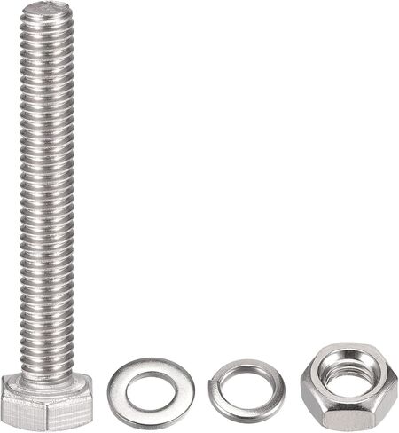 uxcell M6 x 40mm Hex Head Screws Bolts, Nuts, Flat & Lock Washers Kits, 304 Stainless Steel Fully Thread Hexagon Bolts 6 Sets in Saudi Arabia