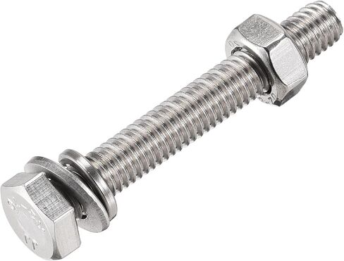 uxcell M6 x 40mm Hex Head Screws Bolts, Nuts, Flat & Lock Washers Kits, 304 Stainless Steel Fully Thread Hexagon Bolts 6 Sets in Saudi Arabia