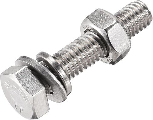 uxcell M6 x 40mm Hex Head Screws Bolts, Nuts, Flat & Lock Washers Kits, 304 Stainless Steel Fully Thread Hexagon Bolts 6 Sets in Saudi Arabia