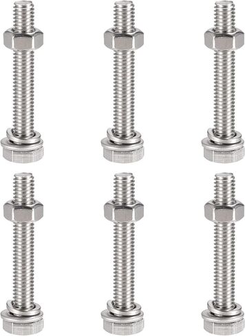 uxcell M6 x 40mm Hex Head Screws Bolts, Nuts, Flat & Lock Washers Kits, 304 Stainless Steel Fully Thread Hexagon Bolts 6 Sets in Saudi Arabia