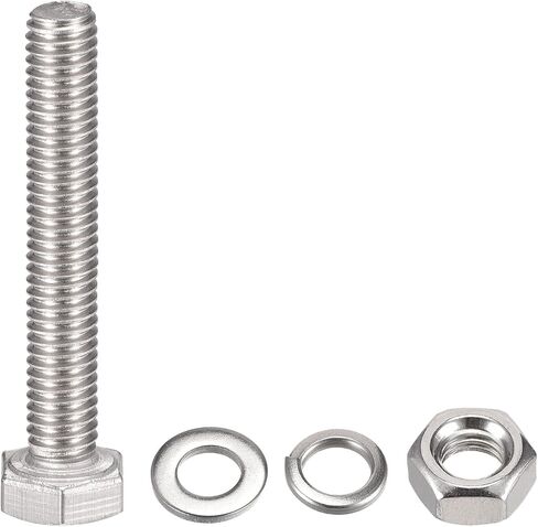 uxcell M6 x 40mm Hex Head Screws Bolts, Nuts, Flat & Lock Washers Kits, 304 Stainless Steel Fully Thread Hexagon Bolts 6 Sets in Saudi Arabia