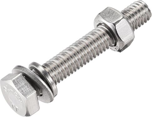 uxcell M6 x 40mm Hex Head Screws Bolts, Nuts, Flat & Lock Washers Kits, 304 Stainless Steel Fully Thread Hexagon Bolts 6 Sets in Saudi Arabia