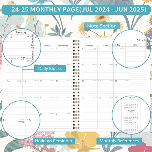 Youthamazing Planner 2024-2025 - JULY 2024 - JUNE 2025, 8" x 10", Planner 2024-2025 Weekly and Monthly, 2024-2025 Academic Planner Spiral Bound in Saudi Arabia