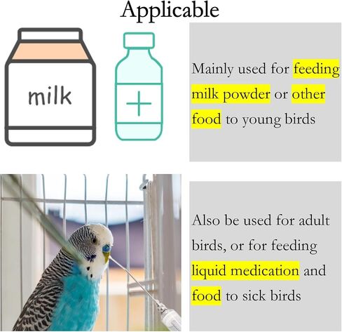 Baby Bird Feeding Syringes, 20ML Hand Pet Liquid Feeding Tubes with 6 Pcs Curved Gavage Tubes and Stainless Steel Metal Feeding Spoon for Feeding Milk or Medicine for Sick or Young Birds in Saudi Arabia