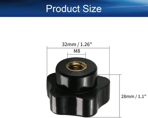 Bettomshin 2Pcs M8 Star Shape Knob Female Thread Nut Galvanized Screw Black Baklite Screw-On for Lathe Machine, Mechanical Equipment, Instrument and Apparatus,Industry Equipment in Saudi Arabia
