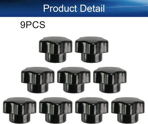 Bettomshin 2Pcs M8 Star Shape Knob Female Thread Nut Galvanized Screw Black Baklite Screw-On for Lathe Machine, Mechanical Equipment, Instrument and Apparatus,Industry Equipment in Saudi Arabia