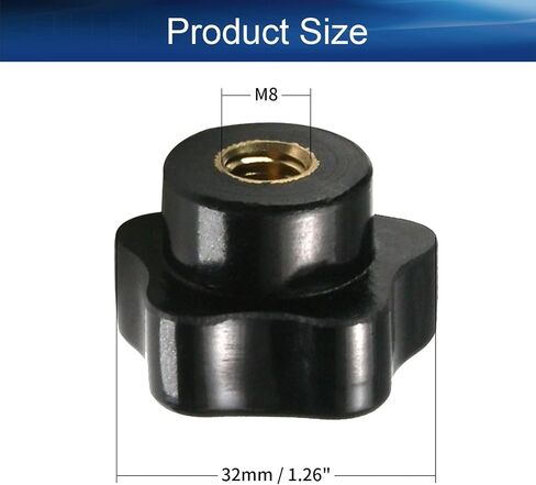 Bettomshin 2Pcs M8 Star Shape Knob Female Thread Nut Galvanized Screw Black Baklite Screw-On for Lathe Machine, Mechanical Equipment, Instrument and Apparatus,Industry Equipment in Saudi Arabia