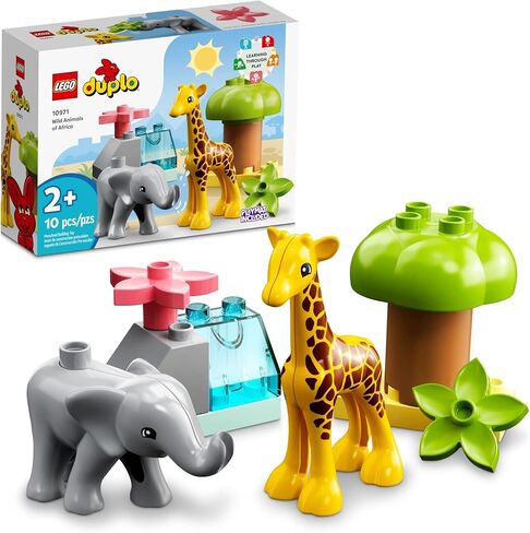 LEGO DUPLO Wild Animals of Africa 10971, Animal Toys for Toddlers, Girls & Boys Ages 2 Plus Years Old, Learning Toy with Baby Elephant & Giraffe Figures in Saudi Arabia