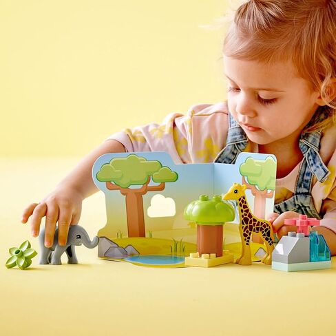 LEGO DUPLO Wild Animals of Africa 10971, Animal Toys for Toddlers, Girls & Boys Ages 2 Plus Years Old, Learning Toy with Baby Elephant & Giraffe Figures in Saudi Arabia