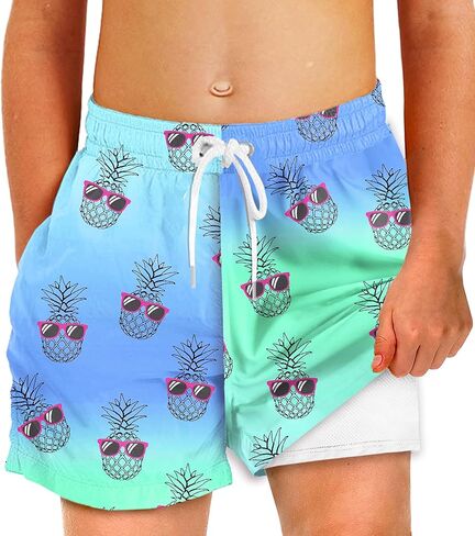 Deerose Boys Swim Trunks with Compression Lined Kids Summer Beach Shorts 5-14 Years in Kuwait