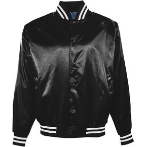 سترة بيسبول من الساتان من Augusta Sportswear/زخرفة مخططة - أسود/أبيض - 2XL in Saudi Arabia
