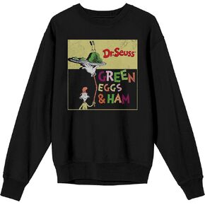 Bioworld Green Eggs & Ham Cover Art Adult Black Crew Neck Long Sleeve Sweatshirt in Saudi Arabia